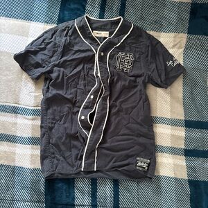 Hollister baseball jersey Dark Gray Casual Button-Down Shirt